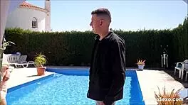 Watch Chica Maria get her tight pussy licked and fucked hard by the pool!