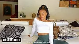 naughty african babe rides big white cock at casting