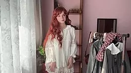 library girl in cute stockings and lingerie