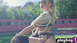 Beautiful blonde Allie Nicole exposes her perfect big tits and sexy body