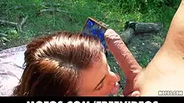 young french beauty with amazing tits fucks passionately in the woods