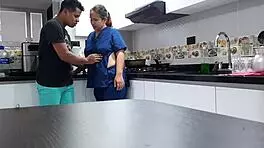 I convince the sexy Latina employee to fuck in the kitchen with spanking and big tits