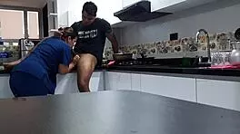 I convince the sexy Latina employee to fuck in the kitchen with spanking and big tits