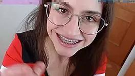 please cum on my braces, dirty talking teen blowjob shanaxnow