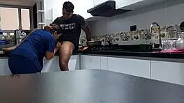 I convince the sexy Latina employee to fuck in the kitchen with spanking and big tits