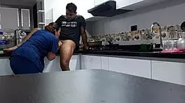 I convince the sexy Latina employee to fuck in the kitchen with spanking and big tits