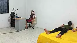 Young Latina sits as I masturbate for her in homemade video