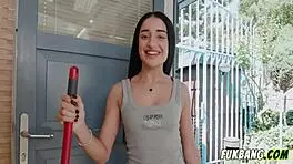 Maid cleaning with pleasure