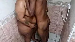 I felt so horny showering with my roommate, sucking his big black cock and getting my ass pounded in the bathroom