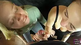 Horny Girlfriends Crave My Cum in Their Wet Mouths and Pussies During Sloppy Group Fun