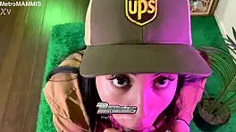 shy latina delivery girl candy teases with her natural tits, craving that big black cock deep in her wet pussy