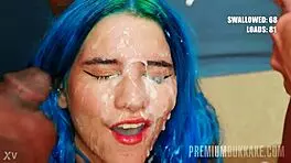 Teen gangbang with cum facial bukkake blowbang