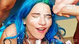 Teen gangbang with cum facial bukkake blowbang