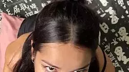 Cute Submissive Girlfriend Gives Deep Sloppy Blowjob to Big Dick