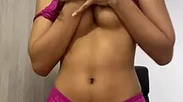 Hot Petite Girl Teases In Pink Underwear