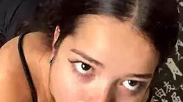 Cute Submissive Girlfriend Gives Deep Sloppy Blowjob to Big Dick