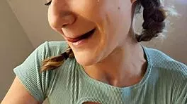 Cute Petite Babe Jerks Huge Dick With Feet