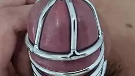 Young Asian Masturbates Cock with Chastity Belt in Homemade Video