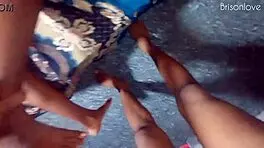 ebony girl gets creamy pussy gape