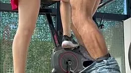 Hidden cam catches Argentinian stepsister sucking cock in gym