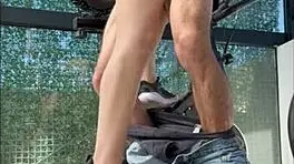 Hidden cam catches Argentinian stepsister sucking cock in gym