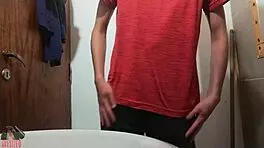 Juicy lubed jerk off session at work with big cock POV.