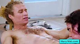 is that slutty teen brunette rubbing her clit while getting fucked by horny client michael vegas sophia burns