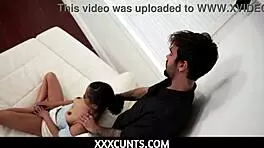 pervert stud fucks sexy teen alicia reigns on his couch