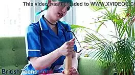 Blue Haired Alternative Nurse Takes Care Of Your Member In An Appointment
