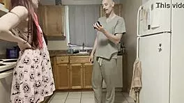 Step dad catches out late drinking he wont tell step mom if she lets him fuck both her holes