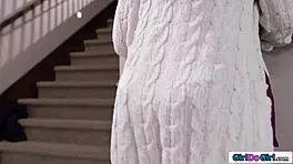 Tattooed Waitress Gets Strapon Fucked Hard