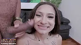 Sensual teen Agatha Santos gets fucked by 4 big cocks with double anal 😍