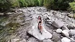 Slutty teen catches spying pervert and invites him to her hotel room - amateur double cumshot