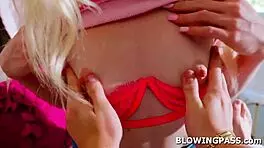 teen girlfriend giving bf first blowjob with deepthroat and gagging