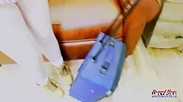 blonde cutie annie archer rubs her pussy and gets deeply pounded