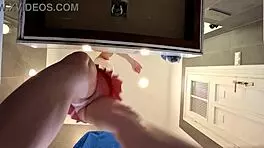 Braless Hot Brunette Skinny Babe Showing Ass Legs