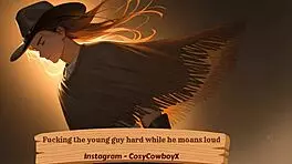 fucking the young guy hard while he moans loud