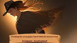 fucking the young guy hard while he moans loud