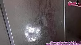 German amateur gets rough anal fuck in shower pov