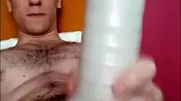 pretty boys uses toy to help him cum
