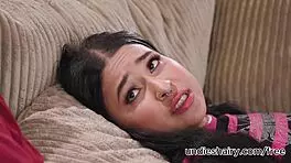 teen brunette in a performance with ryder rey