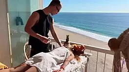 that blonde masseur gave a huge facial in public