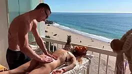 that blonde masseur gave a huge facial in public