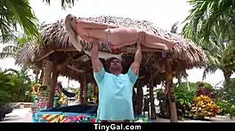 tiny blonde babe in bikini gets her pussy destroyed