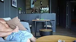 Housemaid catches masturbation and offers rough help