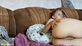 Intense Clit Rubbing and Anal Finger Play by Cute Pregnant Teen