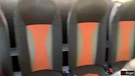 crazy man cums on public bus