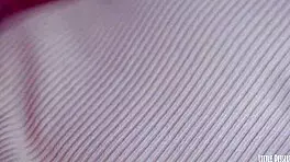 Cute babe fingers her pink pussy to orgasm with panties on