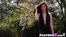 feeling so sexy as teen megan blake shows her perfect natural big tits while posing outdoors