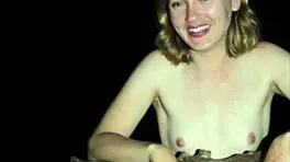 Lana Rey naked and choking on deepthroat in public photoshoot